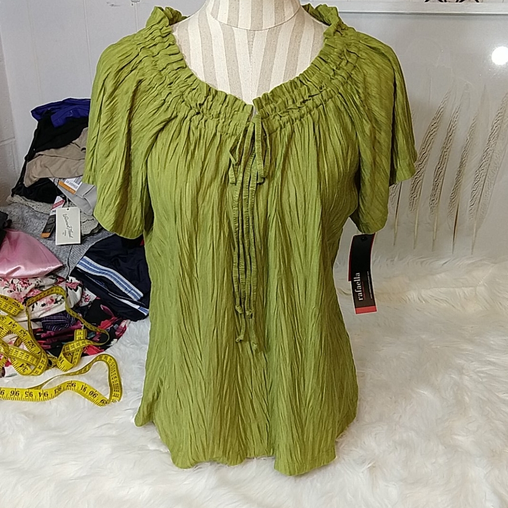 Rafaela Green Versatile Adjustable Neck Top sz XL